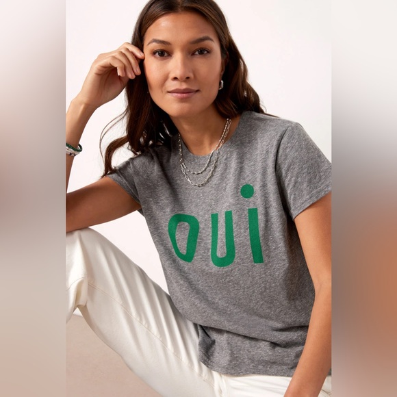 Clare V. Classic Tee Oui Grey Melange - Picture 3 of 15